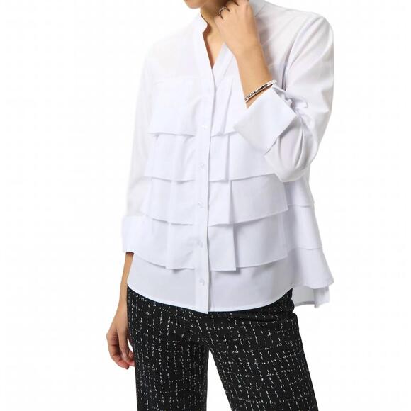 JOSEPH RIBKOFF Tops - NEW JOSEPH RIBKOFF tiered ruffles button front blouse in optic white